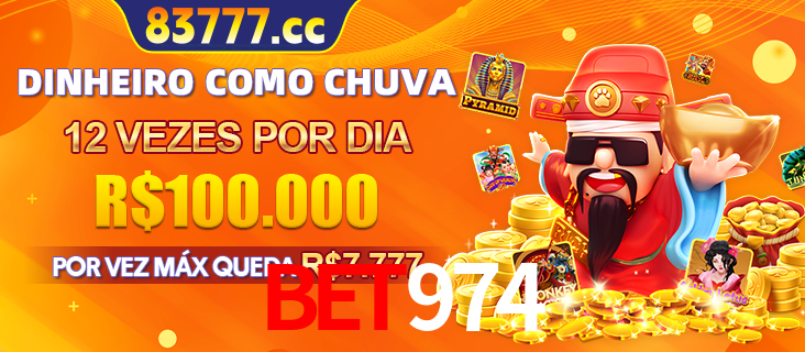 Banner do programa de recompensas Recomende para amigos do BET974, detalhando os bônus por convidar amigos, com prêmios que chegam a R$288.888.