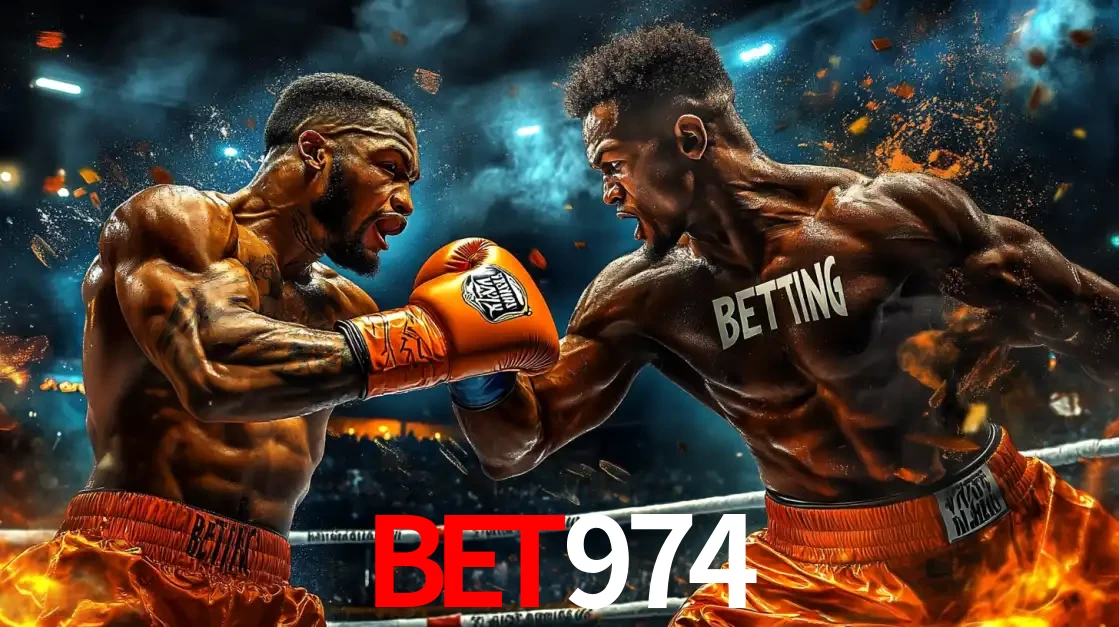 Dois boxeadores em uma luta intensa e explosiva, representando a adrenalina e as oportunidades de apostas em esportes de combate disponíveis na plataforma BET974.