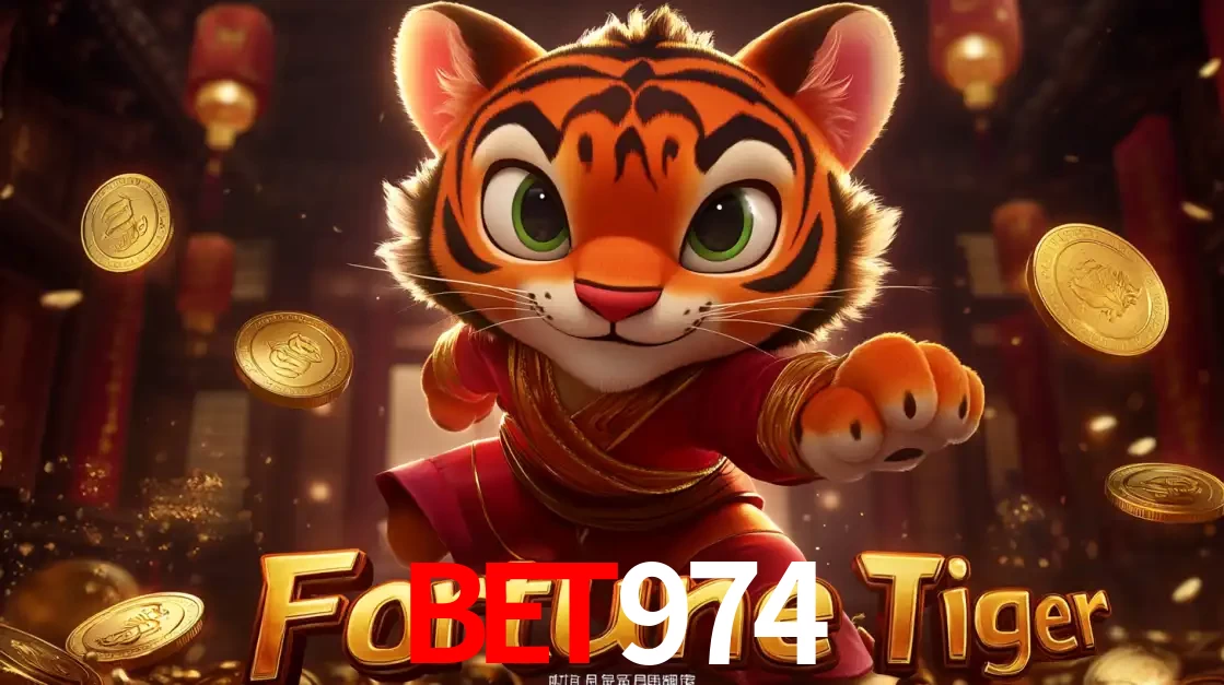 O carismático mascote do jogo de slot Fortune Tiger, um tigre fofo em pose de artes marciais, pronto para trazer sorte e multiplicadores de ganhos no cassino online BET974.