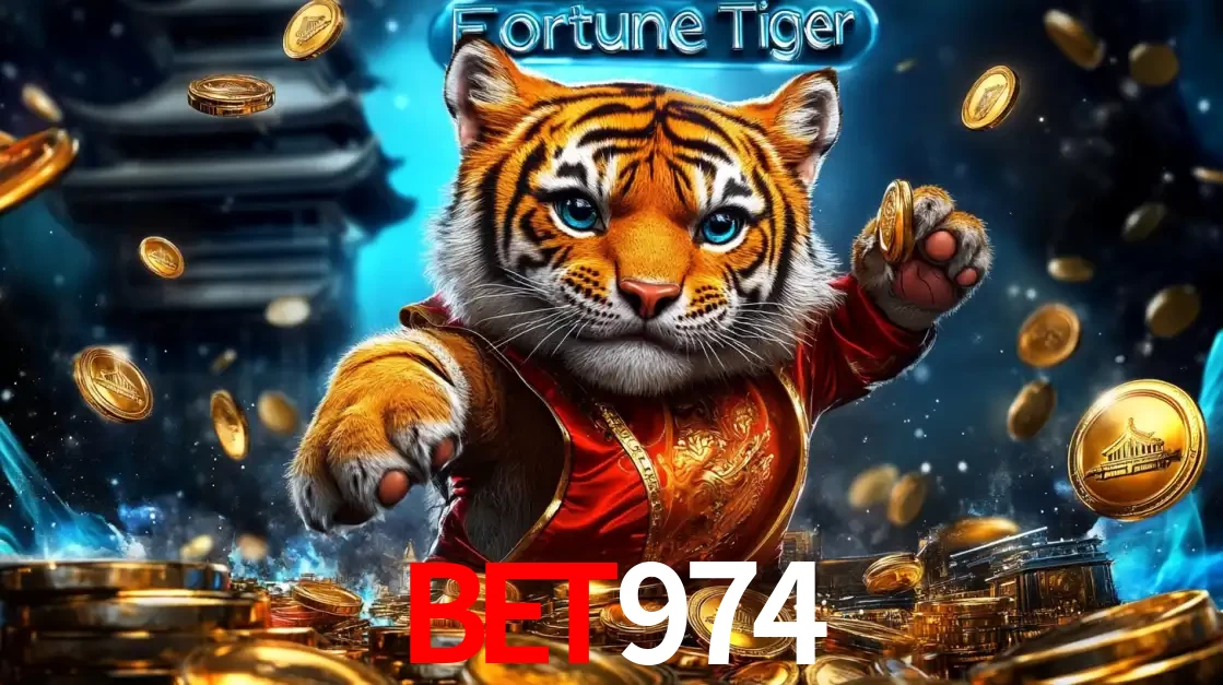 Imagem promocional do jogo de slot Fortune Tiger, com um tigre majestoso em traje tradicional cercado por uma fortuna em moedas de ouro, disponível agora no cassino BET974.